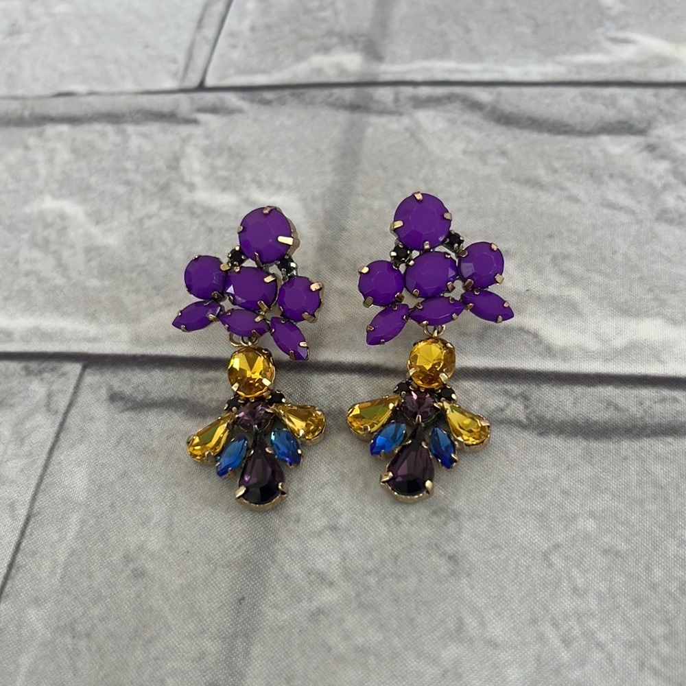 Stunning Rhinestone Multi Colored Dangling Pierce… - image 1